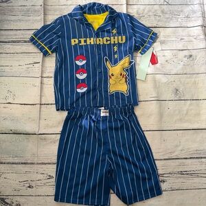 Pikachu Kids Navy Pinstripe Pajama Set 6-7